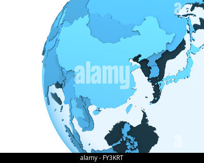 Südostasien auf transluzente Modell des Planeten Erde mit sichtbaren Kontinenten blau schattierten Länder. 3D-Rendering. Stockfoto