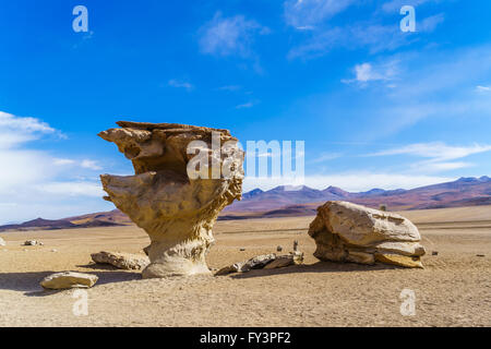 Arbol de Piedra, die vulkanischen Felsformation im Nationalpark, Uyuni, Bolivien Stockfoto