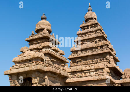 Shore Tempel, Mahabalipuram Tempelkomplex, Coromandel-Küste, Indien Stockfoto