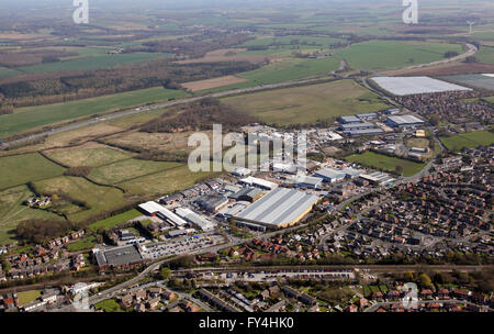 Luftbild von der Nordseite des Garforth, Südseite des M1, in der Nähe von Leeds, West Yorkshire, Großbritannien Stockfoto