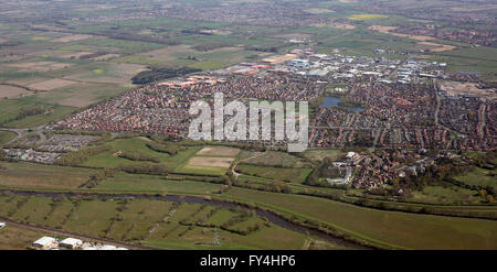 Luftaufnahme der Fluss Ouse, Rawcliffe, Clifton Moor, nördlich von York, UK Stockfoto