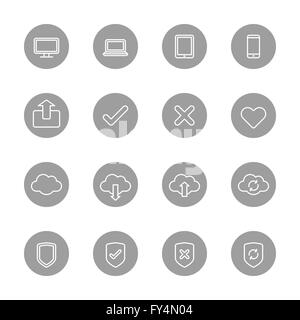 [JPEG] Web Liniensymbol am grauen Kreis für UI, Infografik, Web und mobile apps Stockfoto