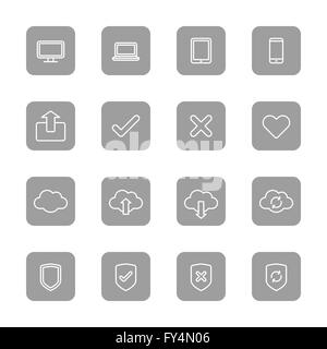 [JPEG] Linie Web Symbolsatz auf graue Rechteck mit abgerundeten Ecken für UI, Infografik, Web und mobile apps Stockfoto