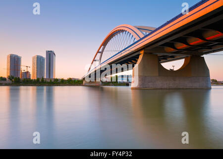 Apollo-Brücke über die Donau in Bratislava, Slowakei. Stockfoto