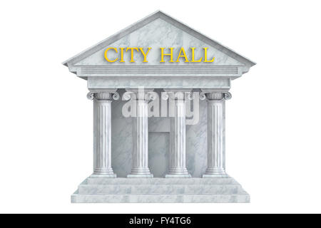 Rathaus mit Säulen, 3D rendering Stockfoto