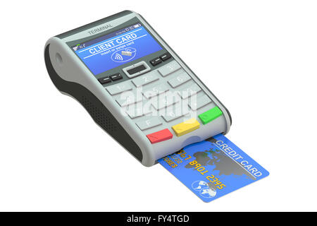 POS-Terminal und Kreditkarte, 3D rendering Stockfoto