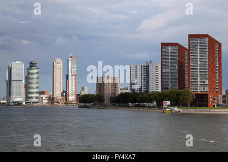 Skyline auf der Nieuwe Maas Fluss, Rotterdam, Holland, Niederlande Stockfoto