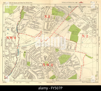 NW-LONDON. Kirche Ende Hampstead Garden Vorort East Finchley. Speck, 1928 Karte Stockfoto