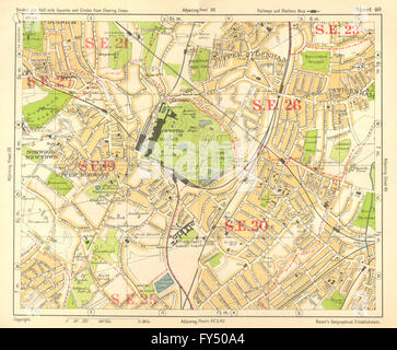 SE LONDON. Sydenham Upper Norwood Kristallpalast Sydenham Geld. Speck, 1928 Karte Stockfoto