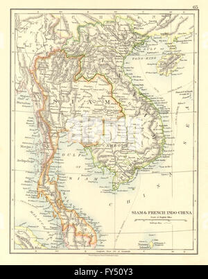 FRANZÖSISCH-INDOCHINA & SIAM. Thailand. Burma-Kambodscha-Annam. JOHNSTON, 1906-Karte Stockfoto
