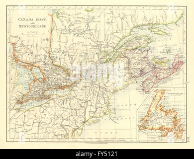 OST-KANADA. Ontario Quebec Seeprovinzen NB PE NS. JOHNSTON, 1906-Karte Stockfoto