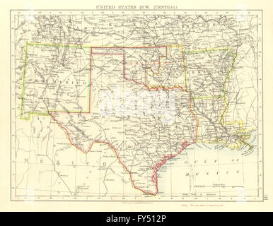 USA SOUTH CENTRAL. Texas.Proposed Bundesstaat Oklahoma inc Indianergebiet 1906 Karte Stockfoto