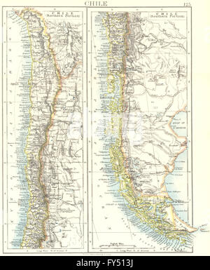 Chile. Patagonien-Kap Horn nach Feuerland. Dampfschiff-Routen. JOHNSTON 1906 Karte Stockfoto