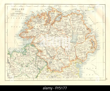 ULSTER. Antrim Down Armagh Cavan Tyrone & c. Nordirland. JOHNSTON, 1920-Karte Stockfoto