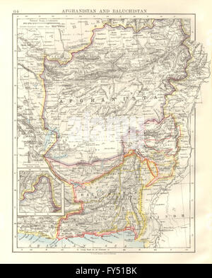 AFGHANISTAN & BELUTSCHISTAN. Kabul. Pakistan Chagai Zhob Loralai, 1920 alte Karte Stockfoto
