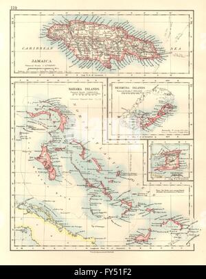 CARIBBEAN/ATLANTISCHEN INSELN. Jamaika Bermuda Bahamas Trinidad. JOHNSTON, 1920-Karte Stockfoto