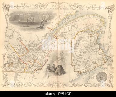 "OST KANADA & NEW BRUNSWICK". Quebec. Blick auf die Stadt Québec. TALLIS/RAPKIN, 1849-Karte Stockfoto