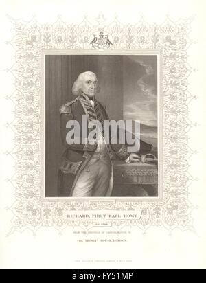 BRITISCHE GESCHICHTE. Richard, 1. Earl Howe. Amerikanischer revolutionärer Krieg. TALLIS 1849 Stockfoto