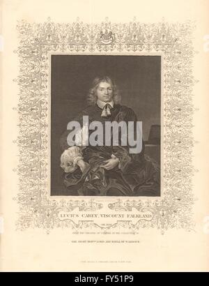 BRITISCHE GESCHICHTE. Lucius Carey, Viscount Falkland. Englischer Bürgerkrieg. TALLIS 1849 Stockfoto