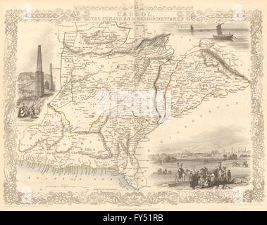 AFGHANE PUNJAB & BELOOCHISTAN. Pakistan Afghanistan Kabul.TALLIS/RAPKIN, 1849-Karte Stockfoto