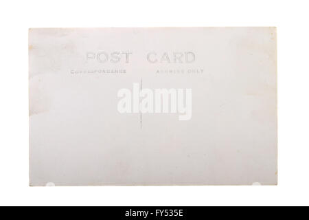 Jahrgang der 1930er Jahre Ära Leere Postkarte mit textfreiraum isoliert auf weißem Hintergrund. Stockfoto