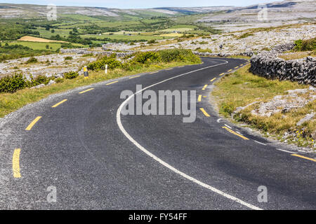 geschwungene zweispurige Straße, Irland Stockfoto