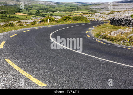 geschwungene zweispurige Straße, Irland Stockfoto