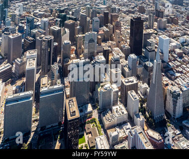 Luftaufnahme, Transamerica Pyramid, Ansicht des Stadtteils South of Market SoMa, Financial District, Downtown, San Francisco Stockfoto