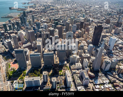 Luftaufnahme, Transamerica Pyramid, Ansicht des Stadtteils South of Market SoMa, Financial District, Downtown, San Francisco Stockfoto