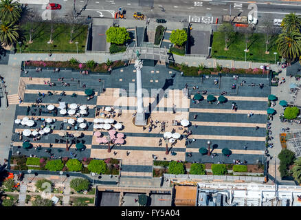 Luftaufnahme, Union Square mit Siegessäule, San Francisco, San Francisco Bay Area, Kalifornien, USA Stockfoto