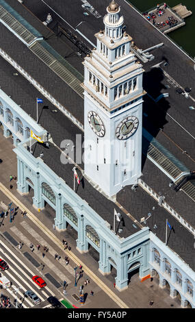 Luftaufnahme, Ferry Building mit Uhrturm, San Francisco, San Francisco Bay Area, Kalifornien, USA Stockfoto