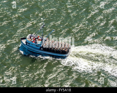 Luftaufnahme, Garnelen Boot in der Bucht, San Francisco, San Francisco Bay Area, Kalifornien, USA Stockfoto