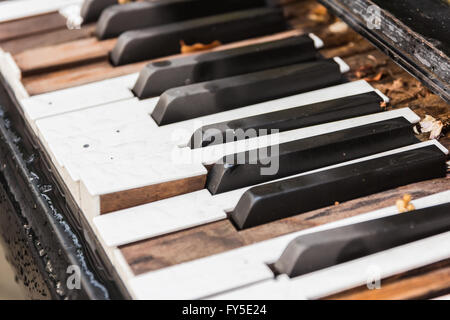 Defekte alte Klaviertasten Stockfoto