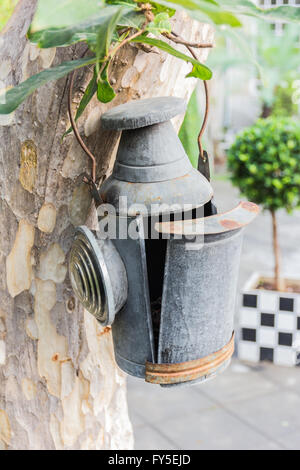 alte Öl Laterne im Garten. Stockfoto