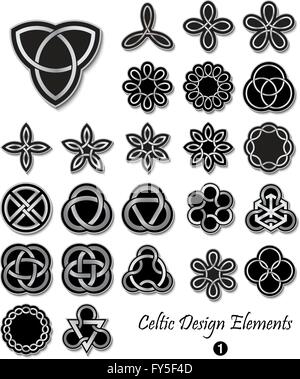 Sammlung von dekorativen keltischen Mustern isoliert auf weißem Hintergrund Stock Vektor