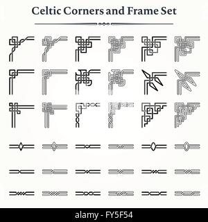 Sammlung von dekorativen Celtic Knot Ecken Muster Stock Vektor