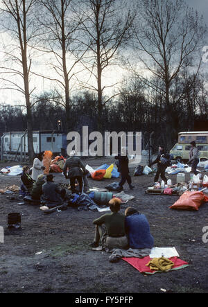 Im Jahr 1981 gegründet Greenham Common Protest Frauenlager protest gegen amerikanische Marschflugkörper es verschoben wird. Stockfoto