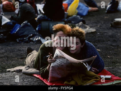 Im Jahr 1981 gegründet Greenham Common Protest Frauenlager protest gegen amerikanische Marschflugkörper es verschoben wird. Stockfoto