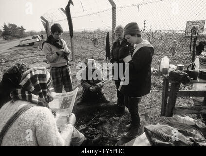 Im Jahr 1981 gegründet Greenham Common Protest Frauenlager protest gegen amerikanische Marschflugkörper es verschoben wird. Stockfoto