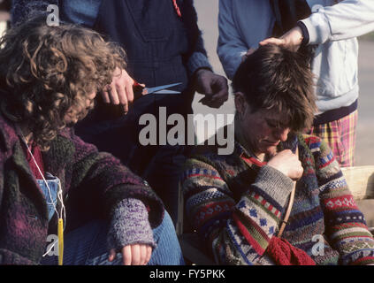 Im Jahr 1981 gegründet Greenham Common Protest Frauenlager protest gegen amerikanische Marschflugkörper es verschoben wird. Stockfoto