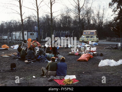 Im Jahr 1981 gegründet Greenham Common Protest Frauenlager protest gegen amerikanische Marschflugkörper es verschoben wird. Stockfoto