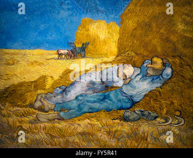 Die Siesta nach Millet, La Meridienne, La Porzellanfarbe, von Vincent Van Gogh, 1889-1890, Musee d ' Orsay, Paris, Frankreich, Europa Stockfoto