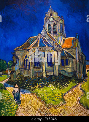 Die Kirche von Auvers-Sur-Oise, Blick von der Stirnseite, L'Eglise d'Auvers-Sur-Oise, Vue du Stirnseite, von Vincent Van Gogh, 1890, Musee Stockfoto