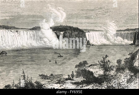 19. Jahrhundert-Blick auf die Niagarafälle Stockfoto