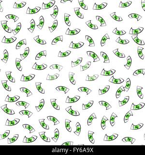 Cartoon Geld fallen wie Regen. Stock Vektor