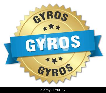 Gyros 3d gold Abzeichen mit blauem Band Stock Vektor