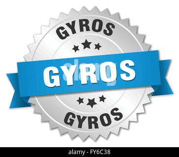 Gyros 3d Silber Abzeichen mit blauem Band Stock Vektor