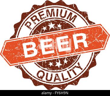 Bier-Grunge-Stempel isoliert auf weißem Hintergrund Stock Vektor