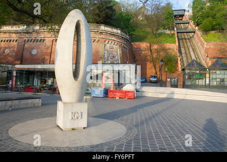 Null Kilometer-Stein, Budapest, Ungarn. Stockfoto