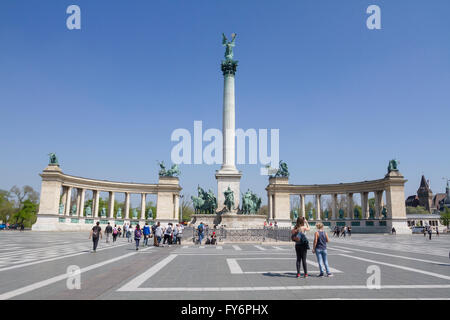 Milleniumsdenkmal, Heldenplatz, Budapest, Ungarn. Stockfoto